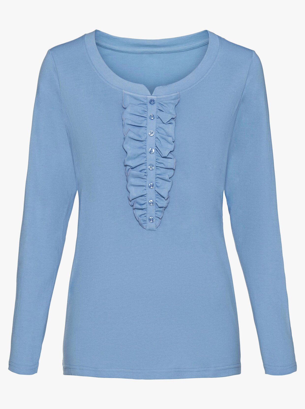 Shirt met ronde hals - hemelsblauw