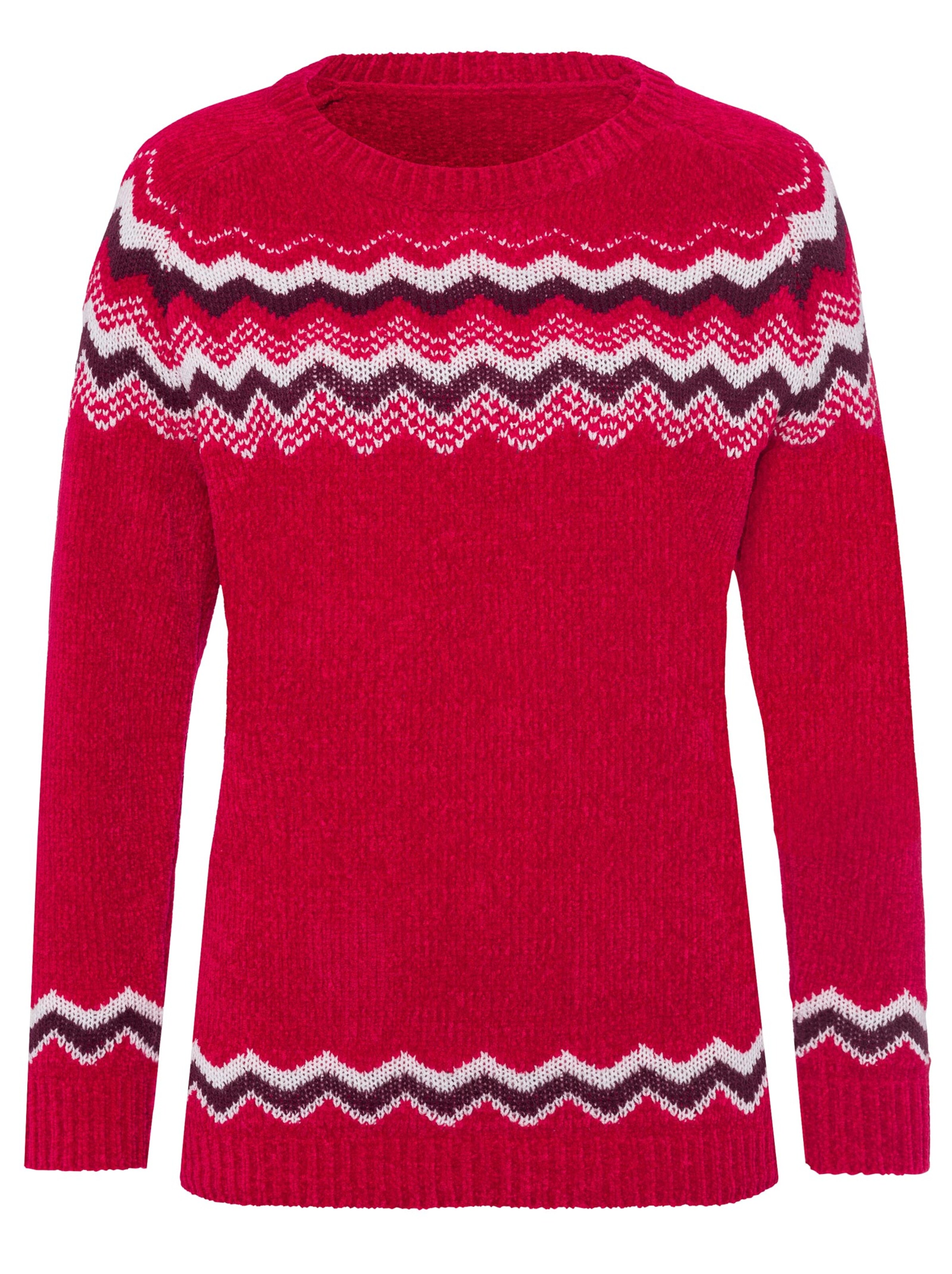 Pullover - rot-gemustert