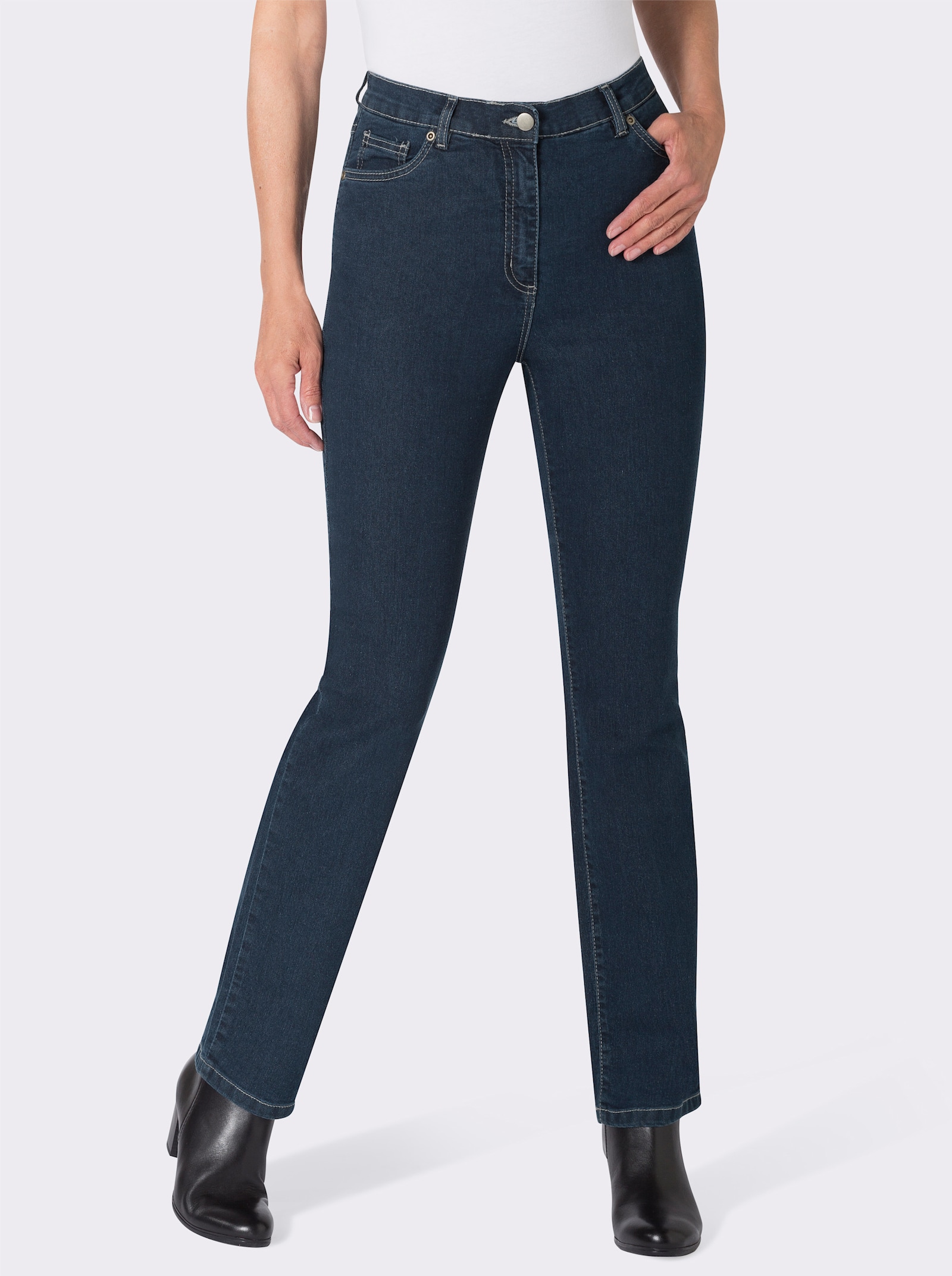 5-Pocket-Jeans mit Stickerei-Motiv - blue-stone-washed