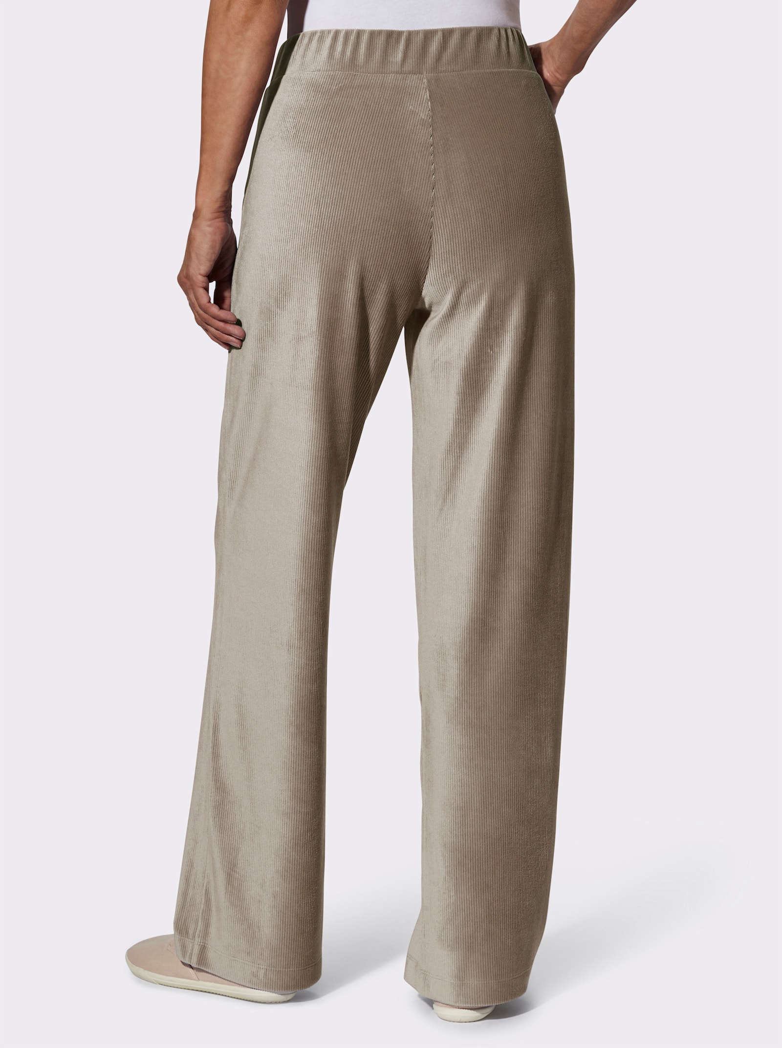 Jerseybroek van ribcord - taupe