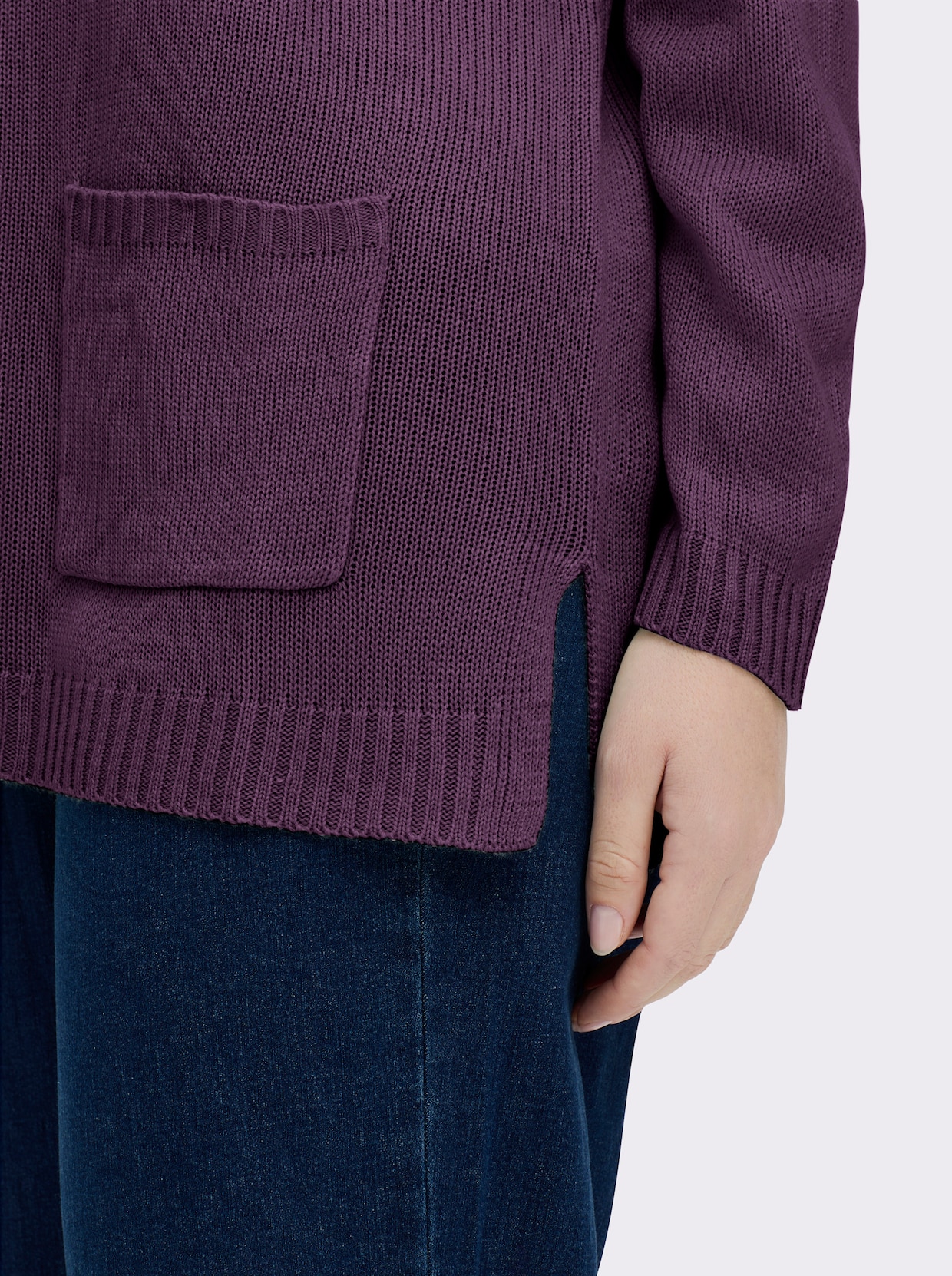 Longpullover mit Stehkragen - traube