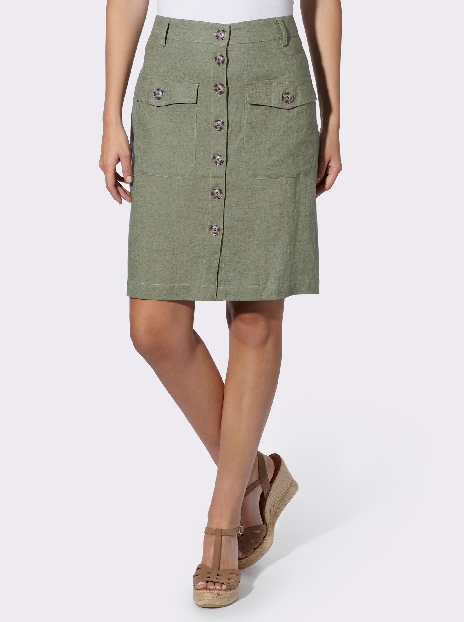 heine Sommerrock mit Knopfleiste - khaki