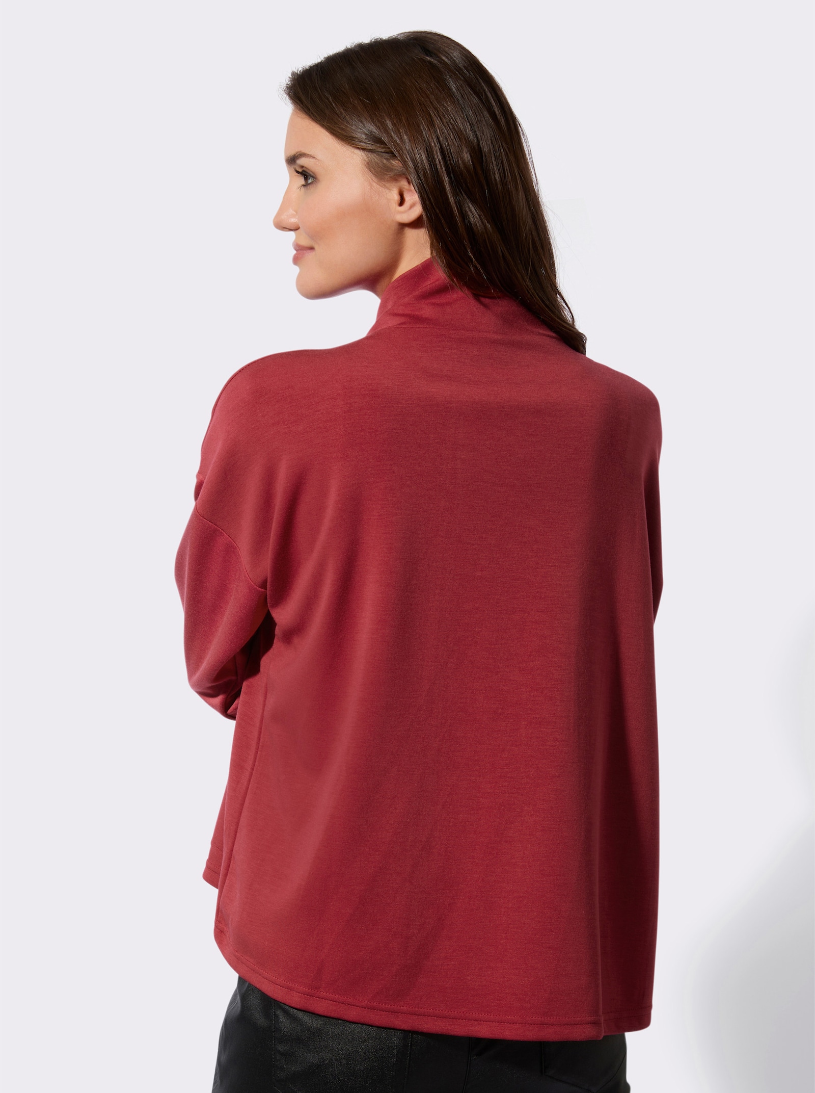 Sweatjacke mit 2 Kontrast-Reißverschlüssen - kirsche