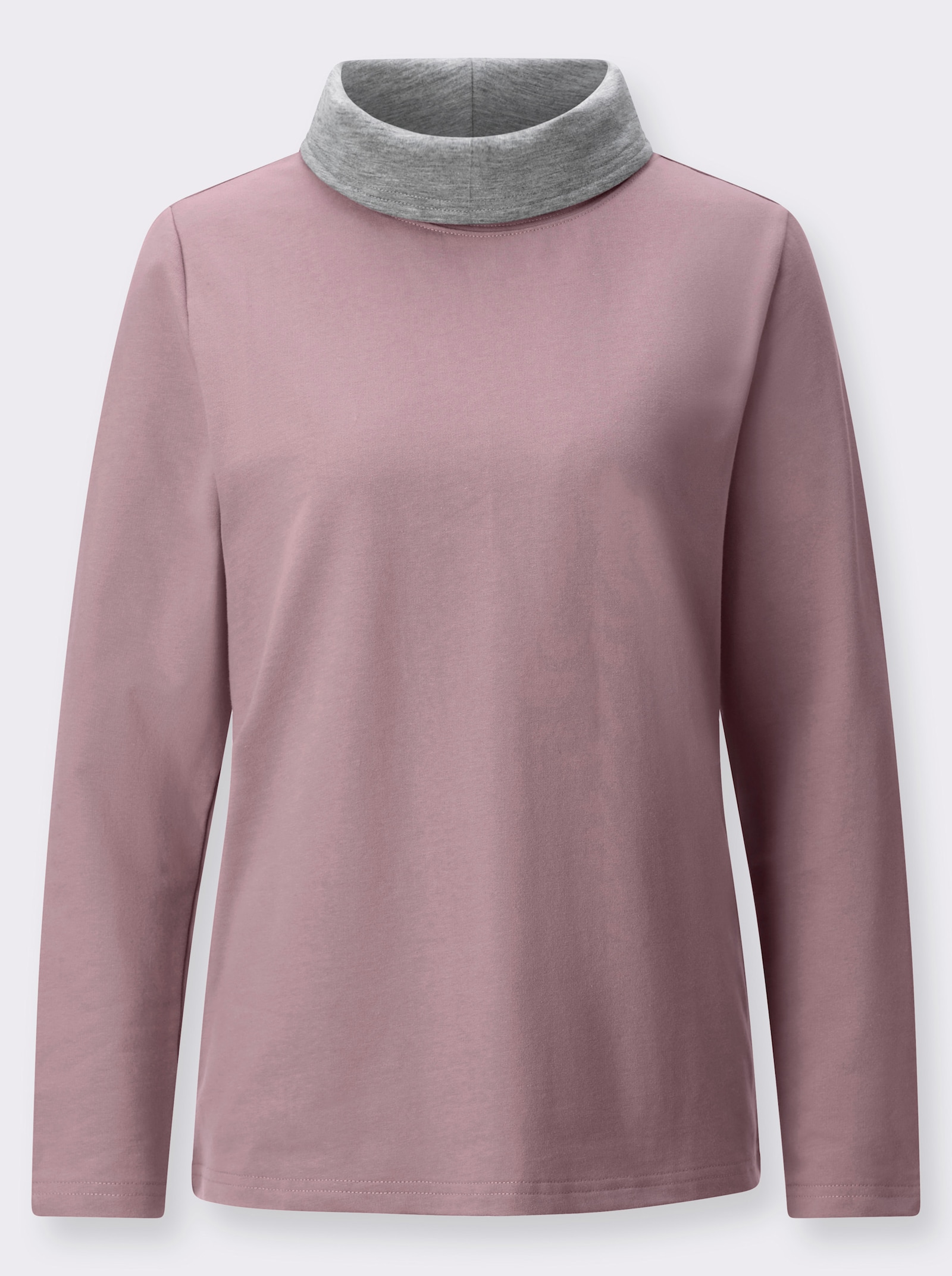 Sweatshirt mit kontrastfarbigem Kragen - mauve