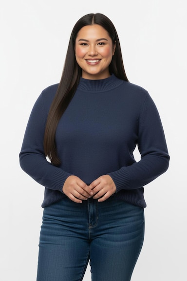 Stehkragenpullover mit Baumwolle - royalblau