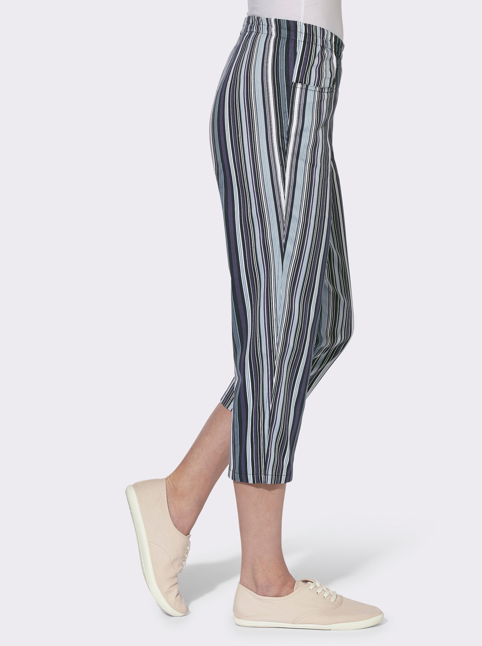 Capribroek van puur katoen - zwart gestreept