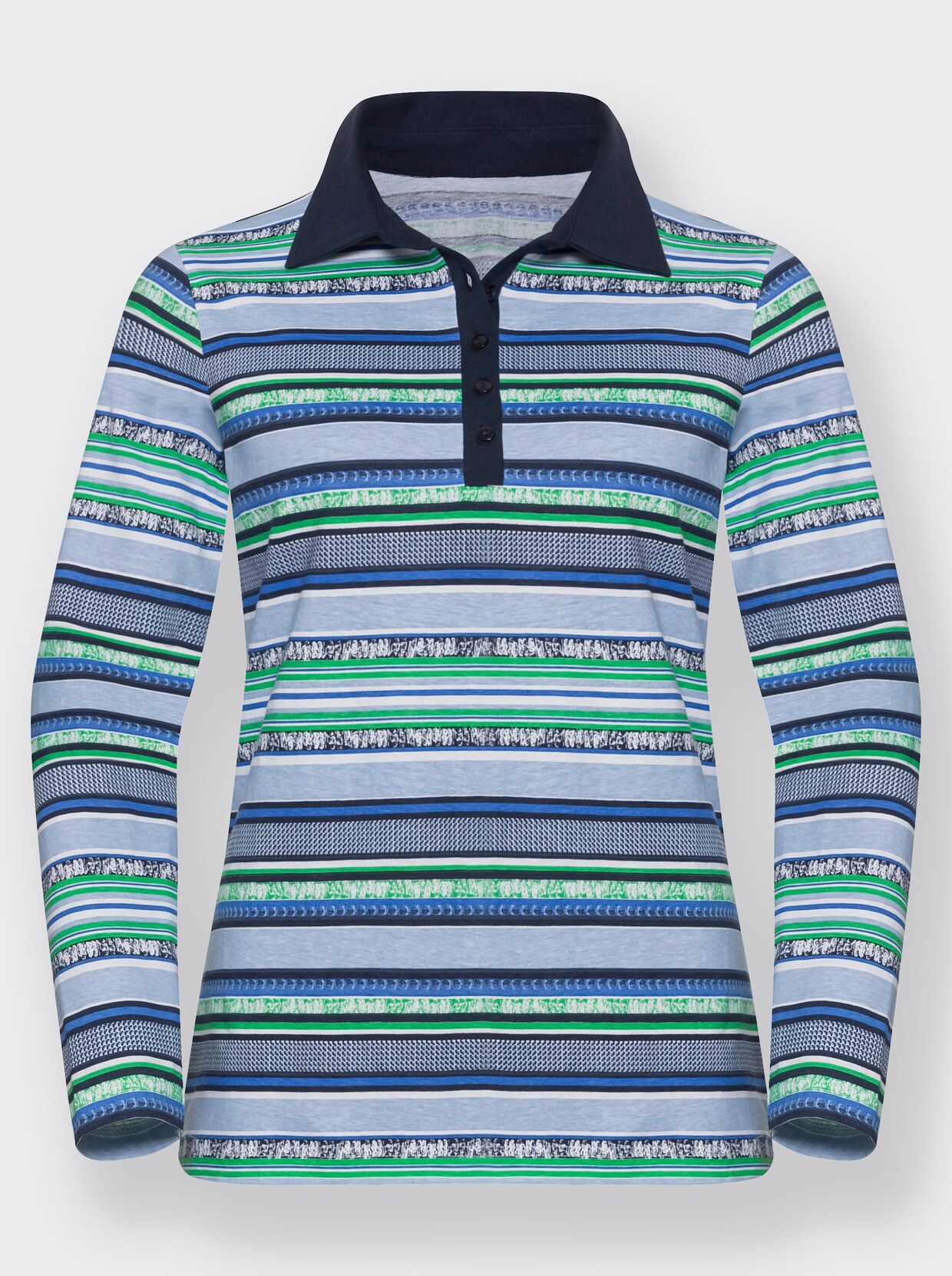 Poloshirt - blauw/groen gestreept