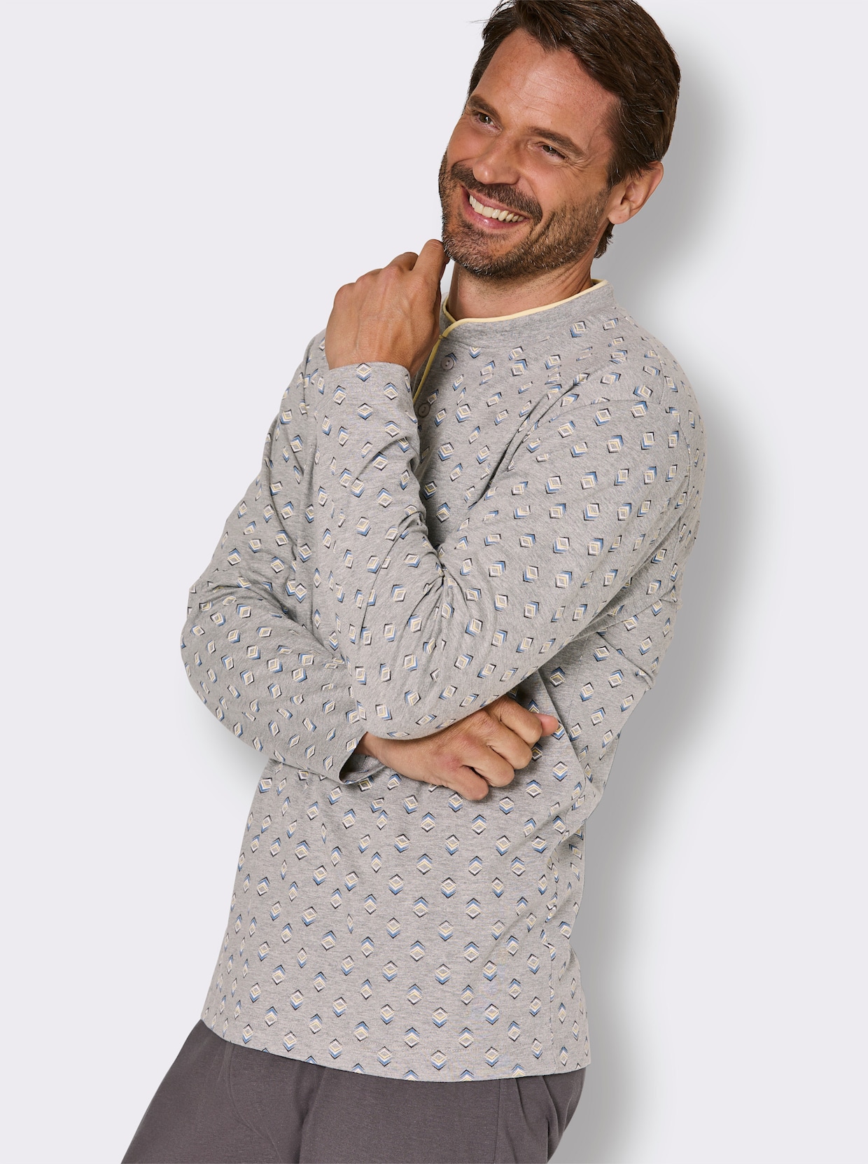 wäschepur men Schlafanzug - grau-meliert-anthrazit-bedruckt