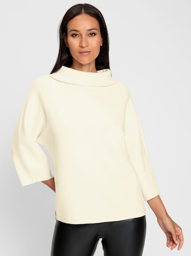 heine 3/4 Arm-Pullover mit halsfernem Rollkragen - ecru