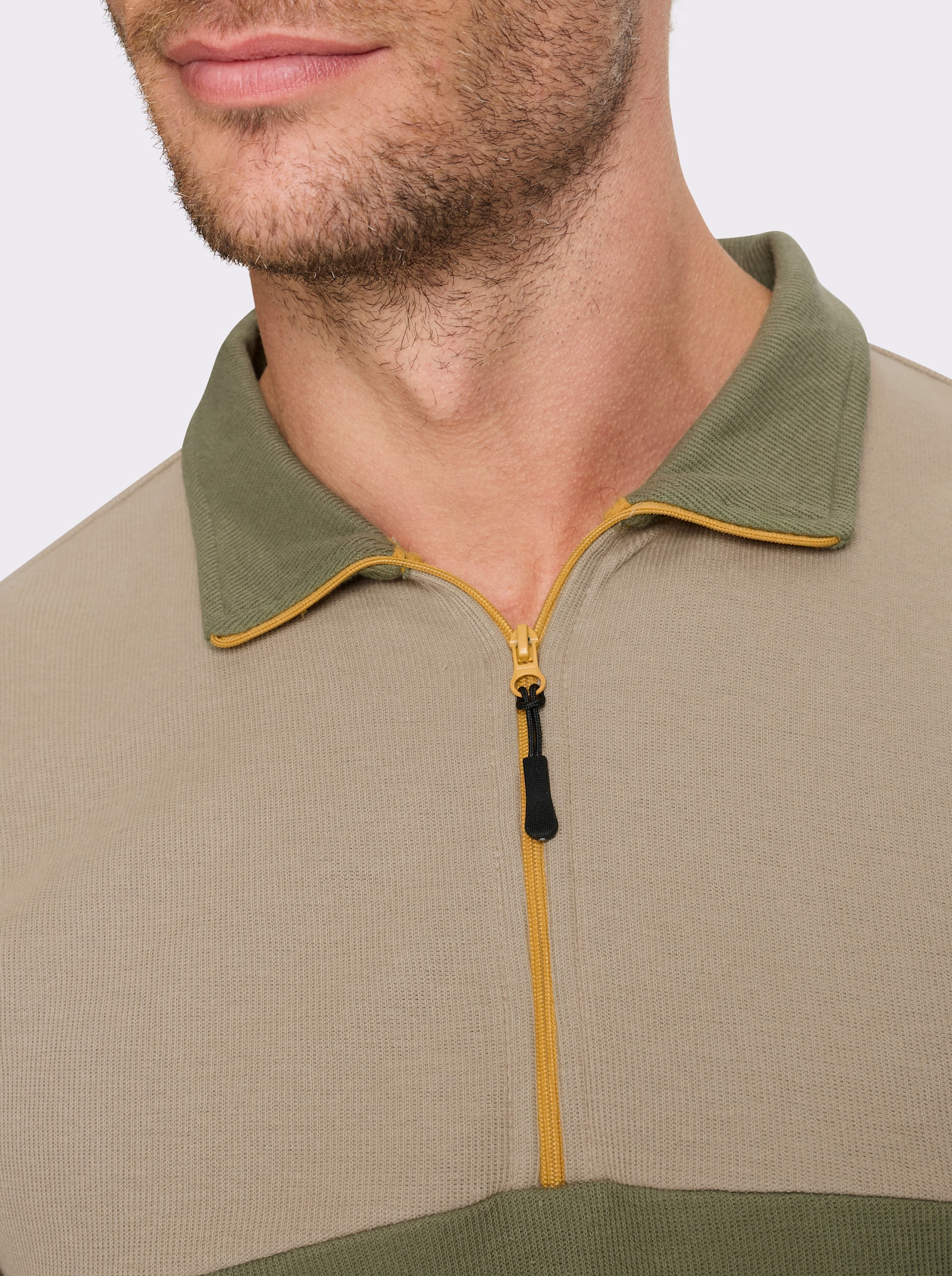 Catamaran Langarmshirt mit Troyerkragen - khaki