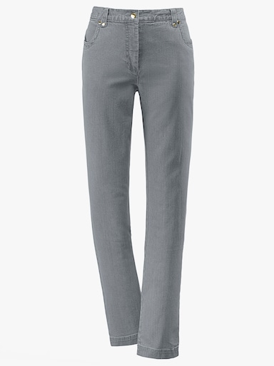 Stretch-Jeans mit Glitzersteinchen hinten - grau