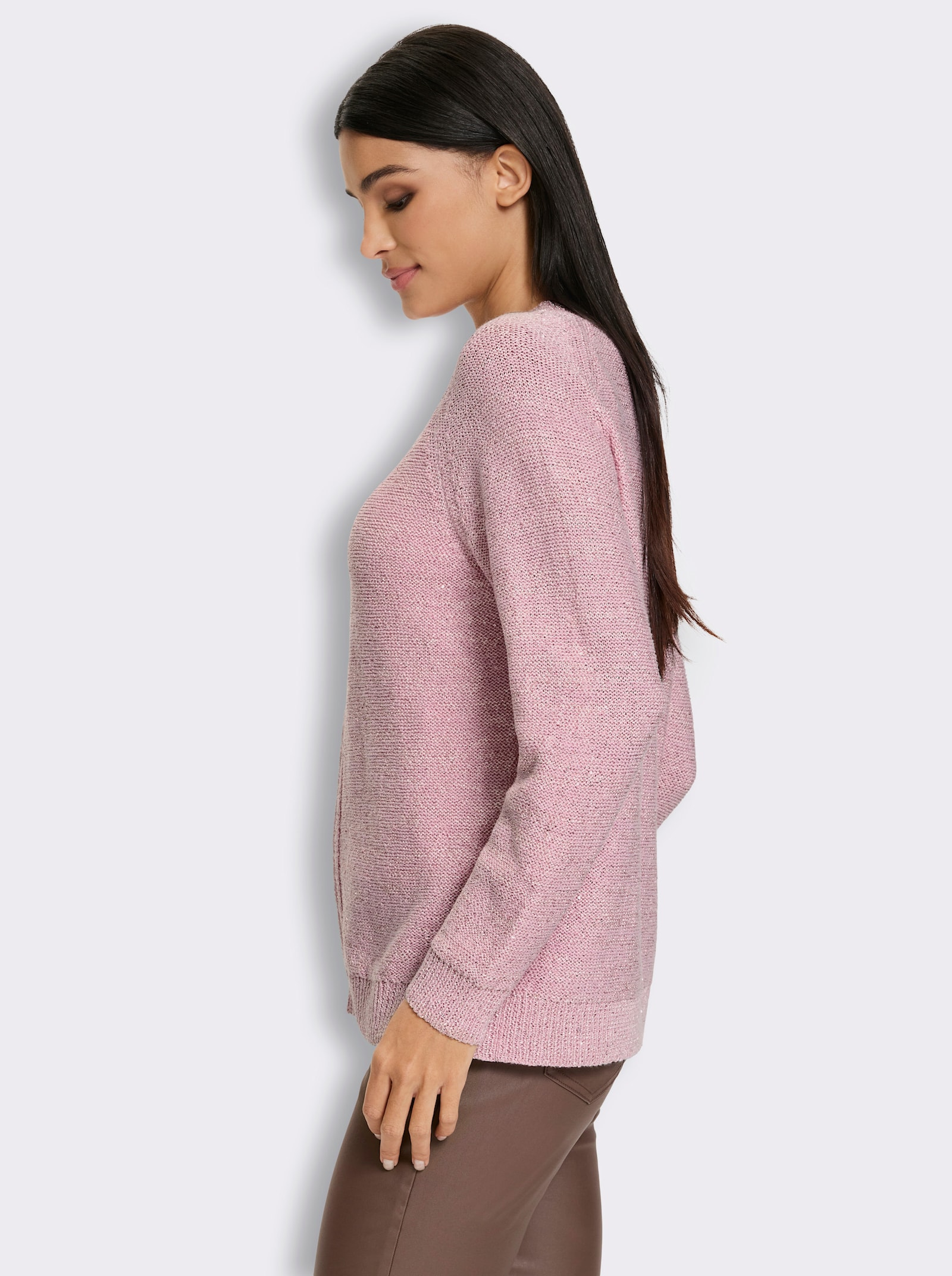 heine Strickjacke mit Pailletten - rosé