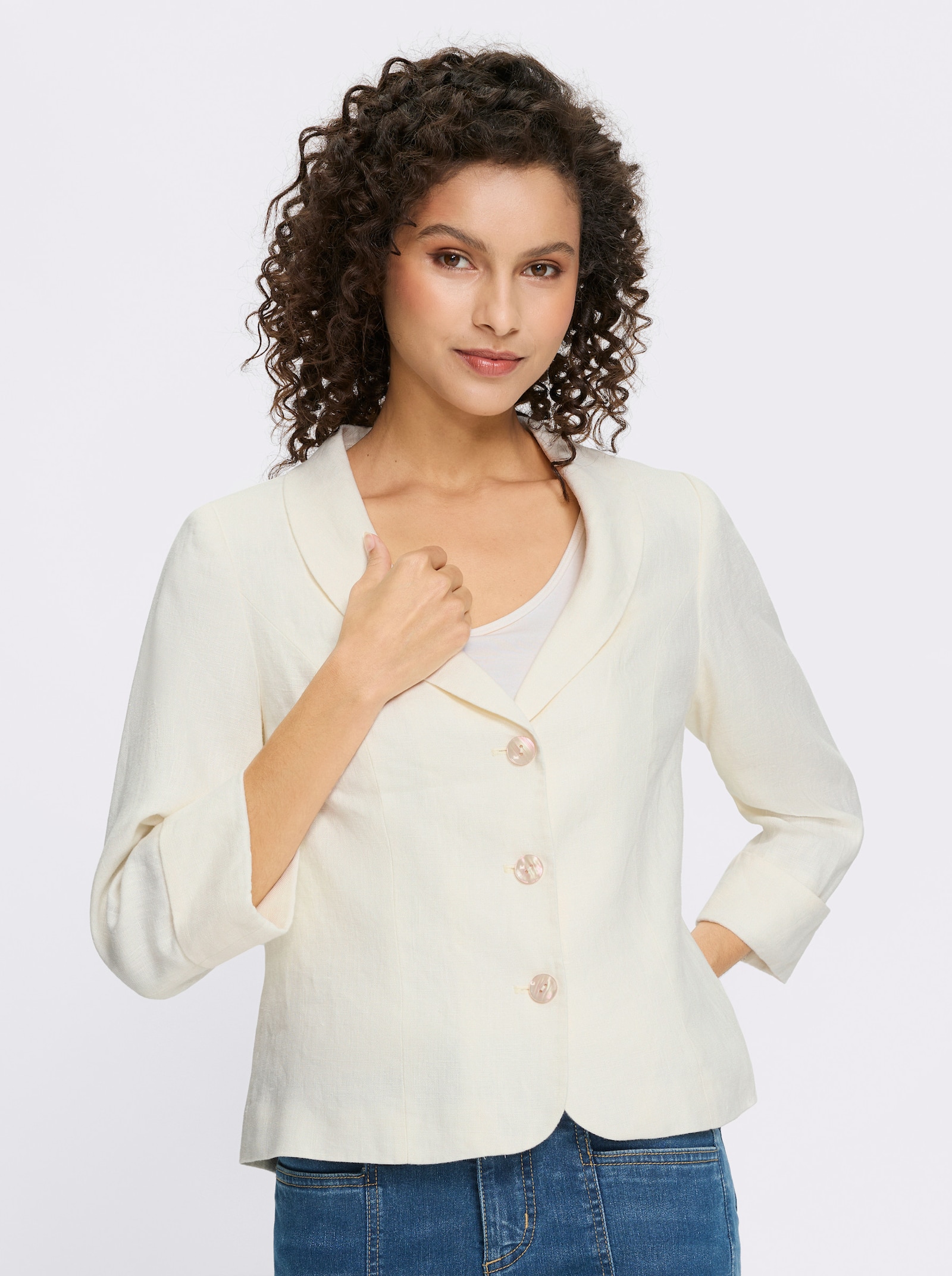 heine Blazer en lin à manches 3/4 - écru