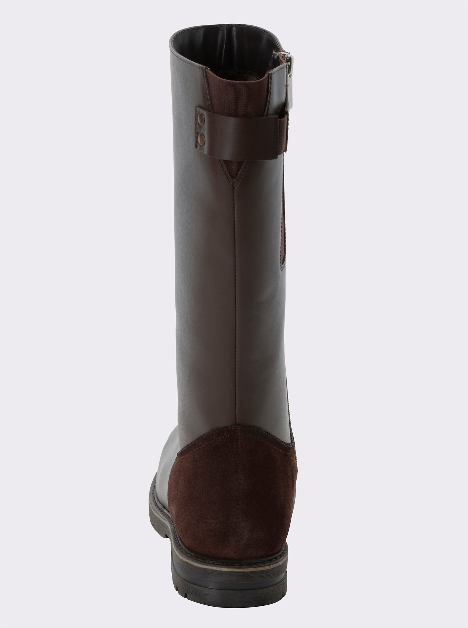 sheego Wijde laars van rundersuède - chocolade