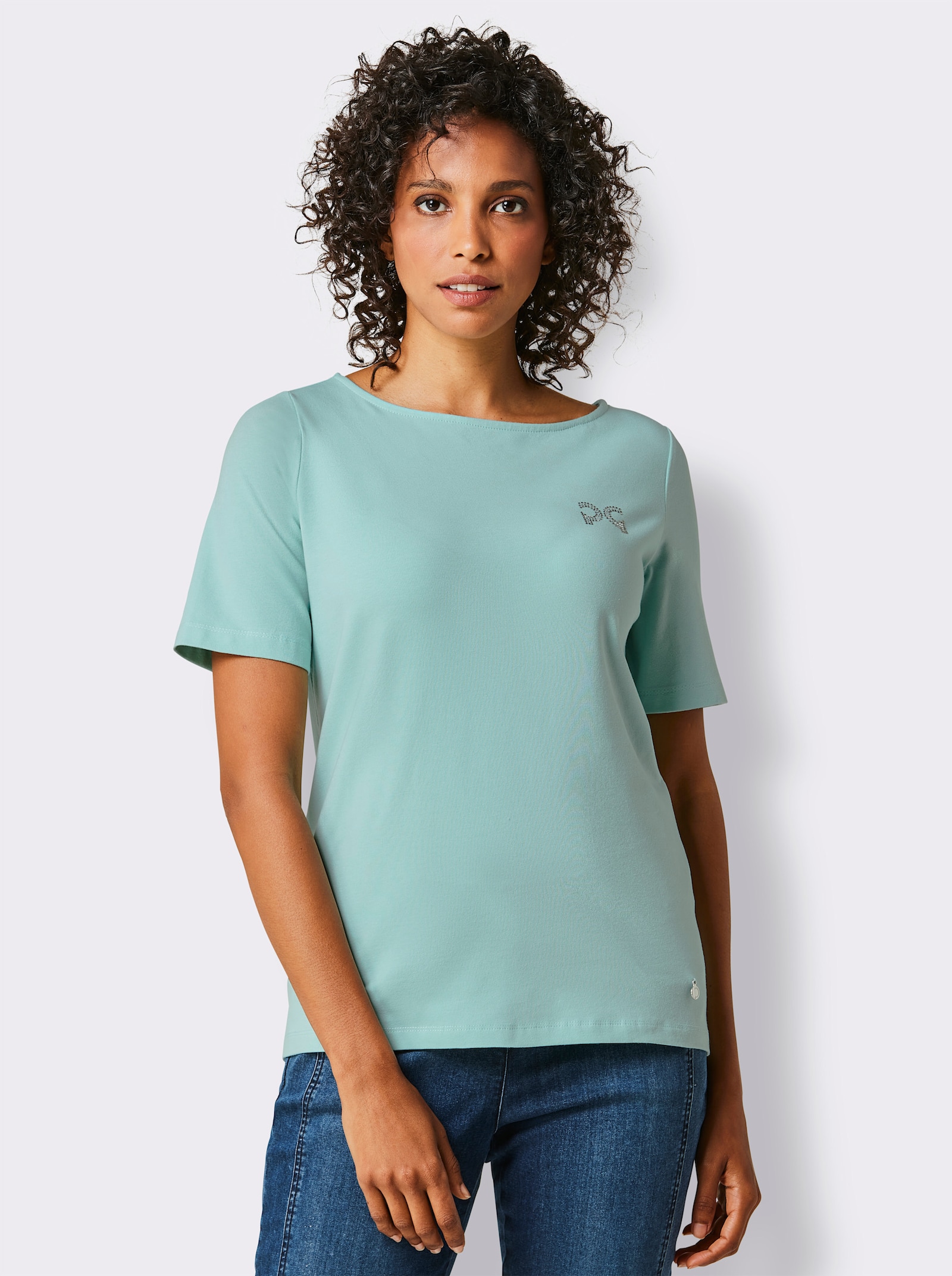 CREATION L PREMIUM Shirt met ronde hals en glitterapplicatie - mint