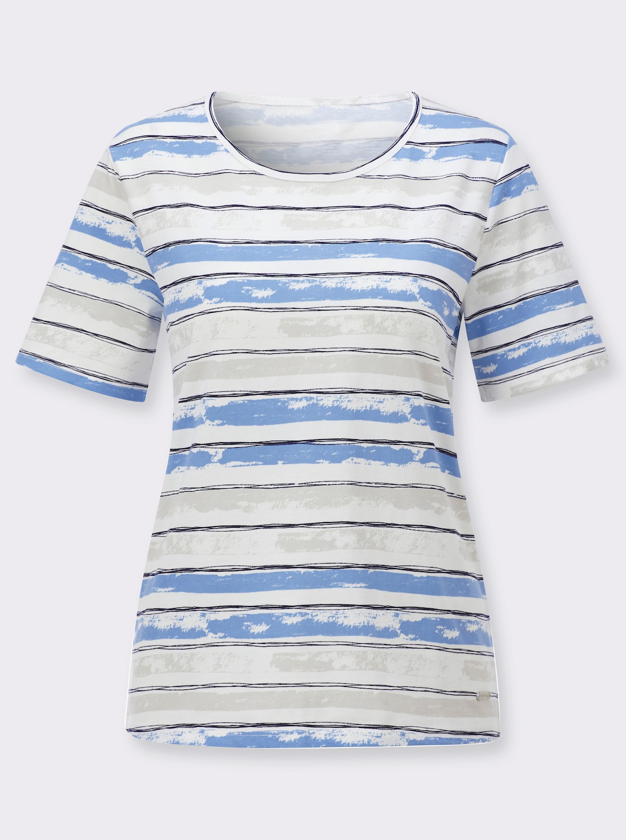 Ringelshirt - himmelblau-ecru-geringelt
