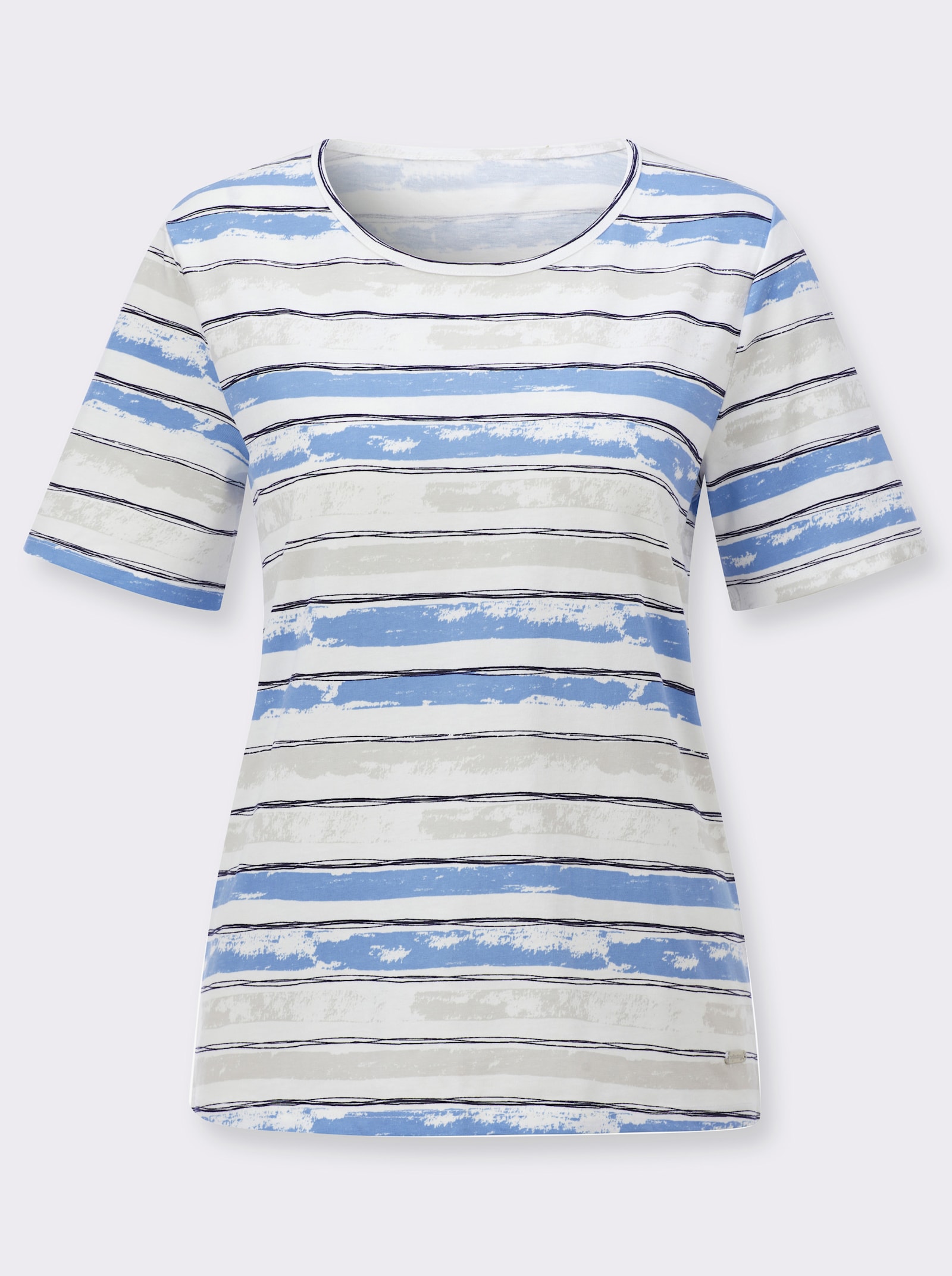 Gestreept shirt van puur katoen - hemelsblauw/ecru gestreept