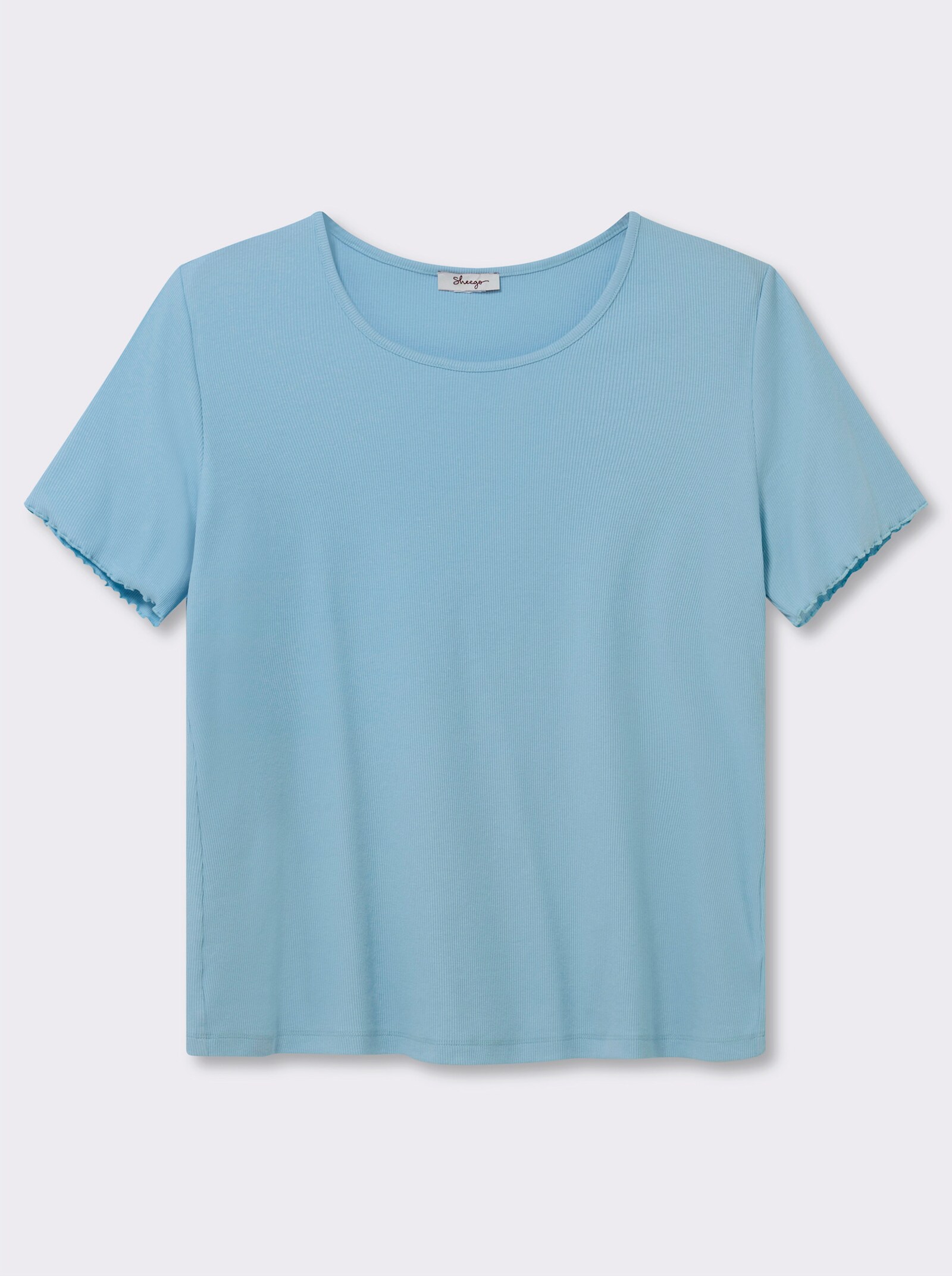 sheego Rippshirt mit Overlocknaht am Ärmel - aqua