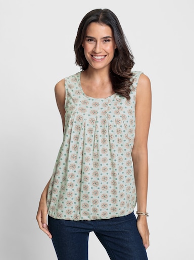 Shirttop allover bedruckt - salbei-apricot-bedruckt