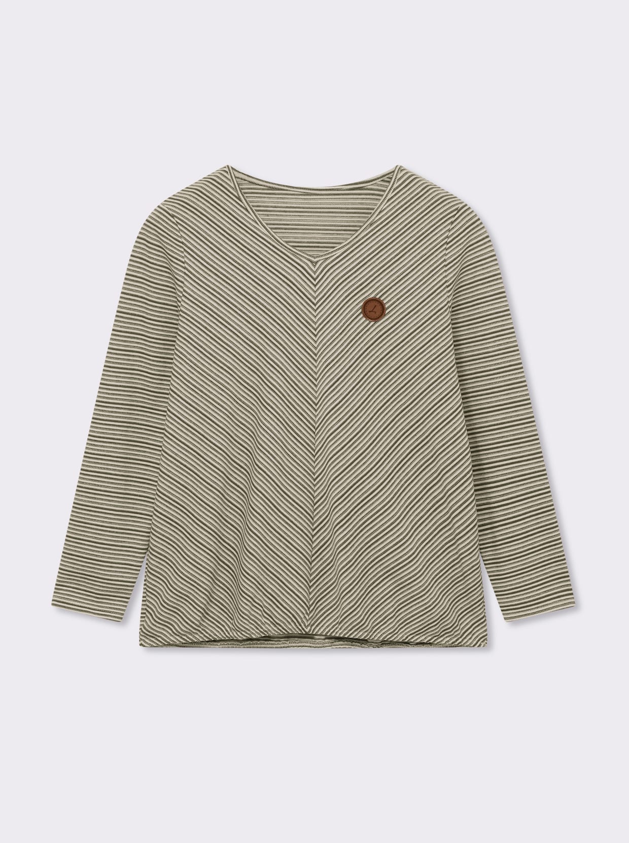 Langarmshirt - oliv-ecru-gemustert
