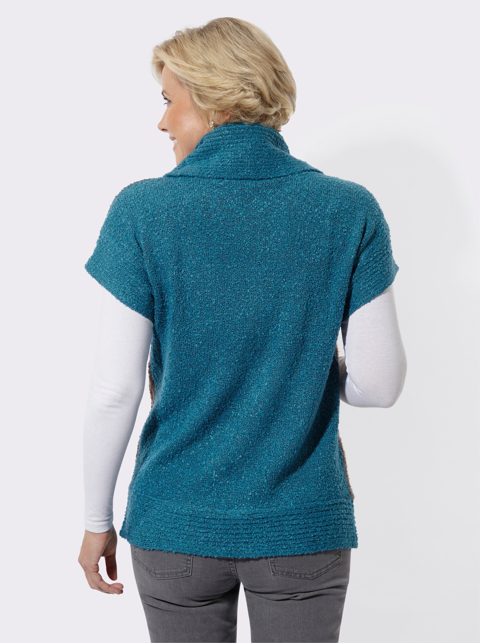 Pullunder mit asymmetrischem Kragen - topas-taupe-gemustert