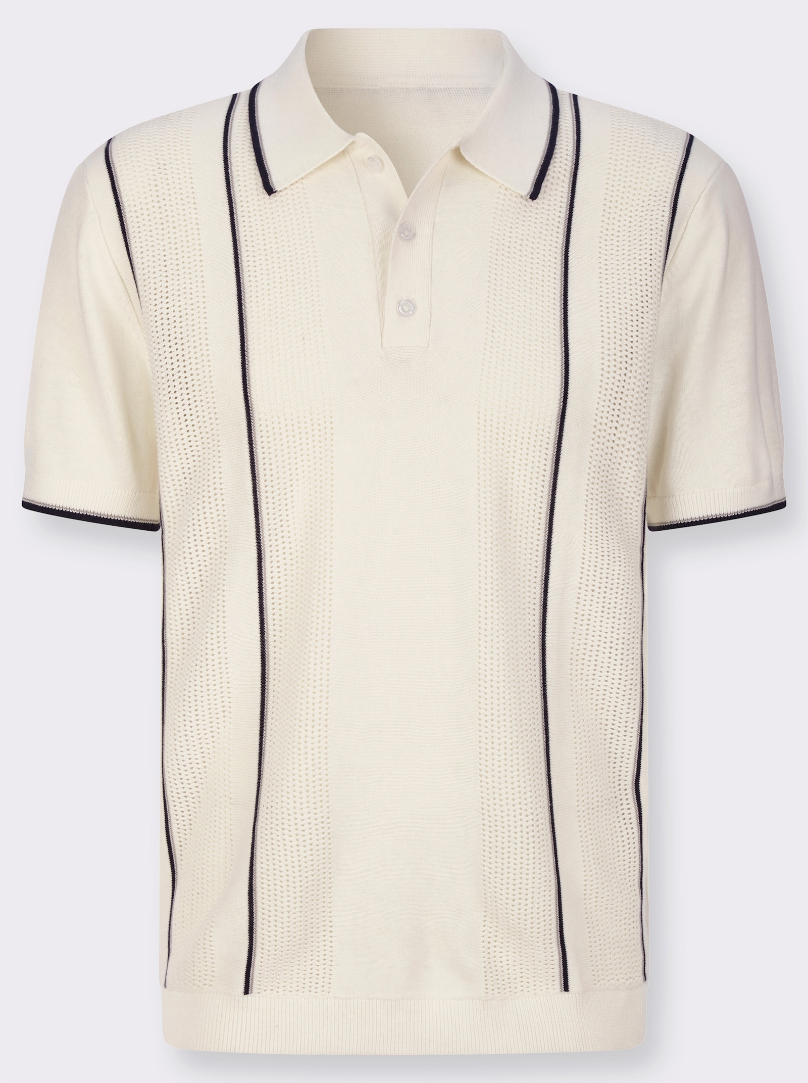 Svetr s límečkem s pleteným vzorem na předním dílu - ecru-námořnická modrá