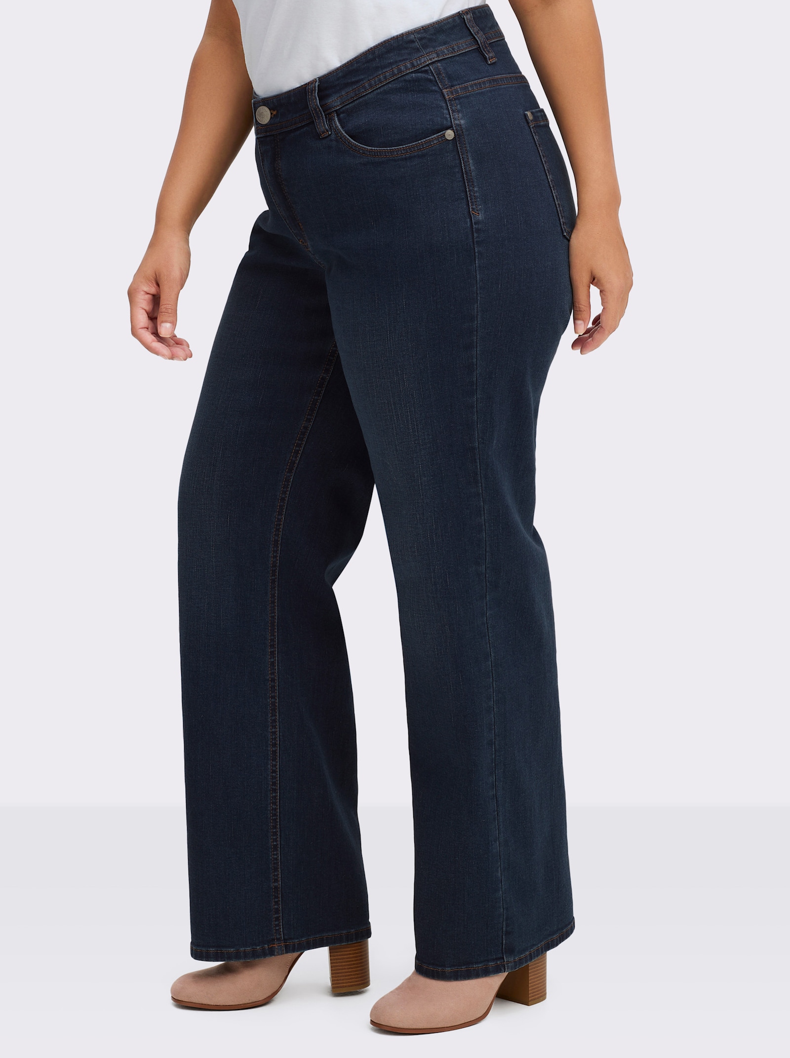 sheego 5-pocketjeans in wijd Palazzo-model - dark-blue
