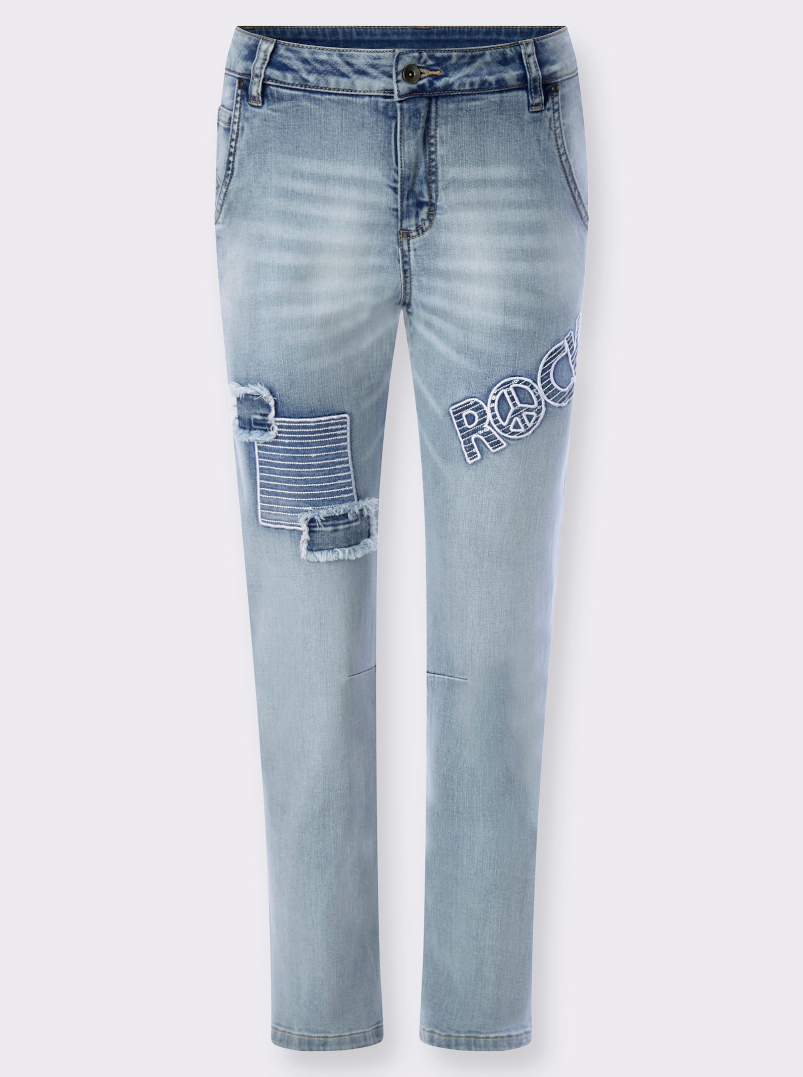 heine Boyfriend-Jeans mit Patches - blue-bleached