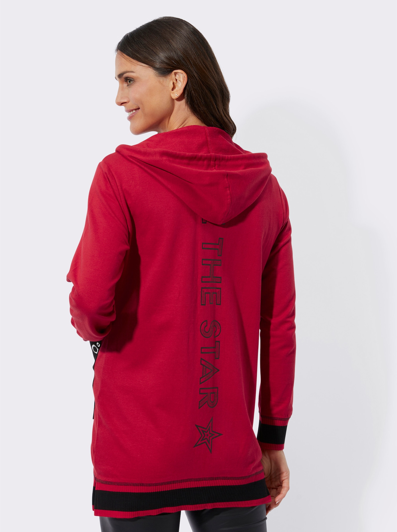 Sweatjacke mit Schriftzug - rot-schwarz
