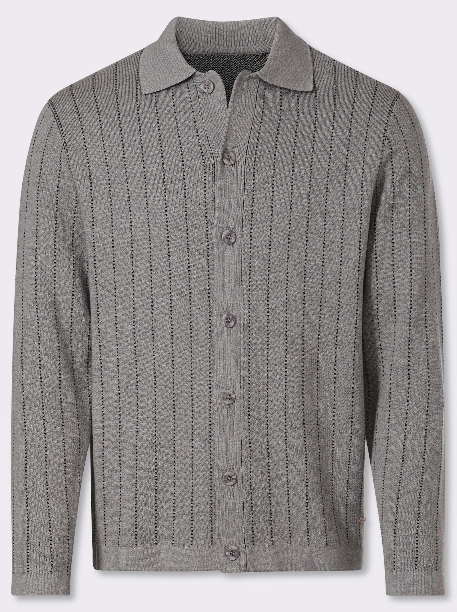 Marco Donati Strickjacke mit Jacquard-Muster, Baumwolle - grau-meliert