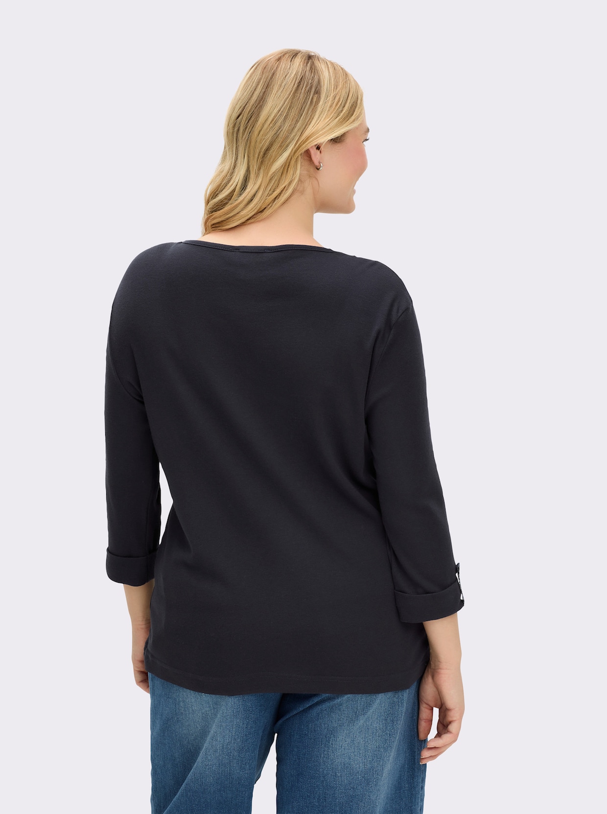 3/4-Arm-Shirt mit Glitzer-Details - marine