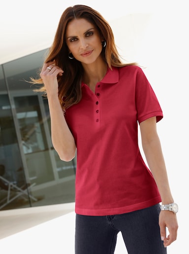 Poloshirt mit Seitenschlitzen - kirschrot