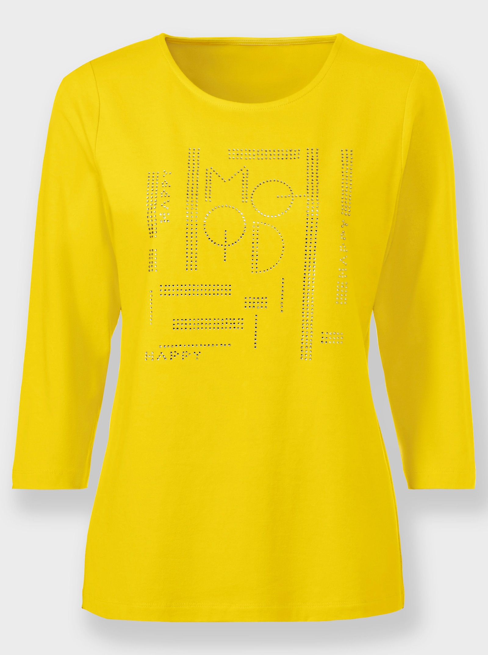 heine 3/4-Arm-Shirt mit Glitzersteinchen - sonnengelb