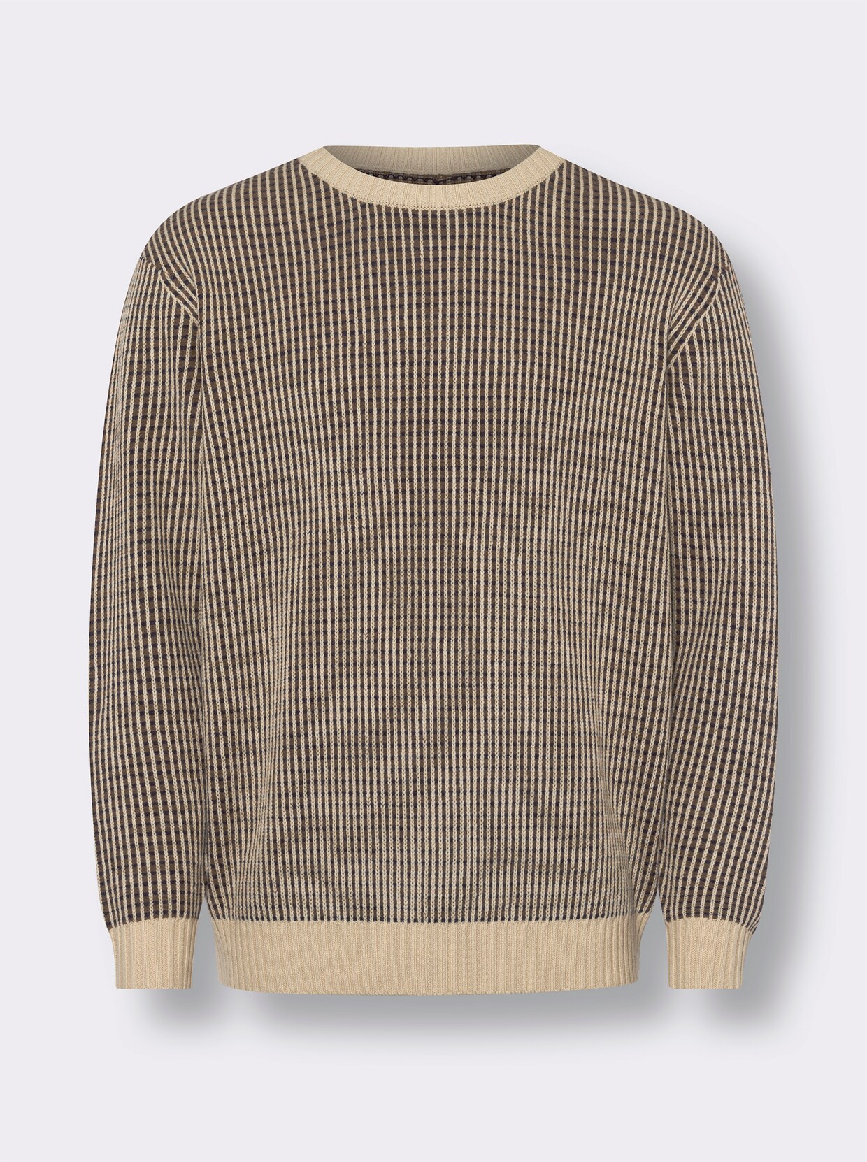 Pullover met ronde hals - zand/bruin gedessineerd
