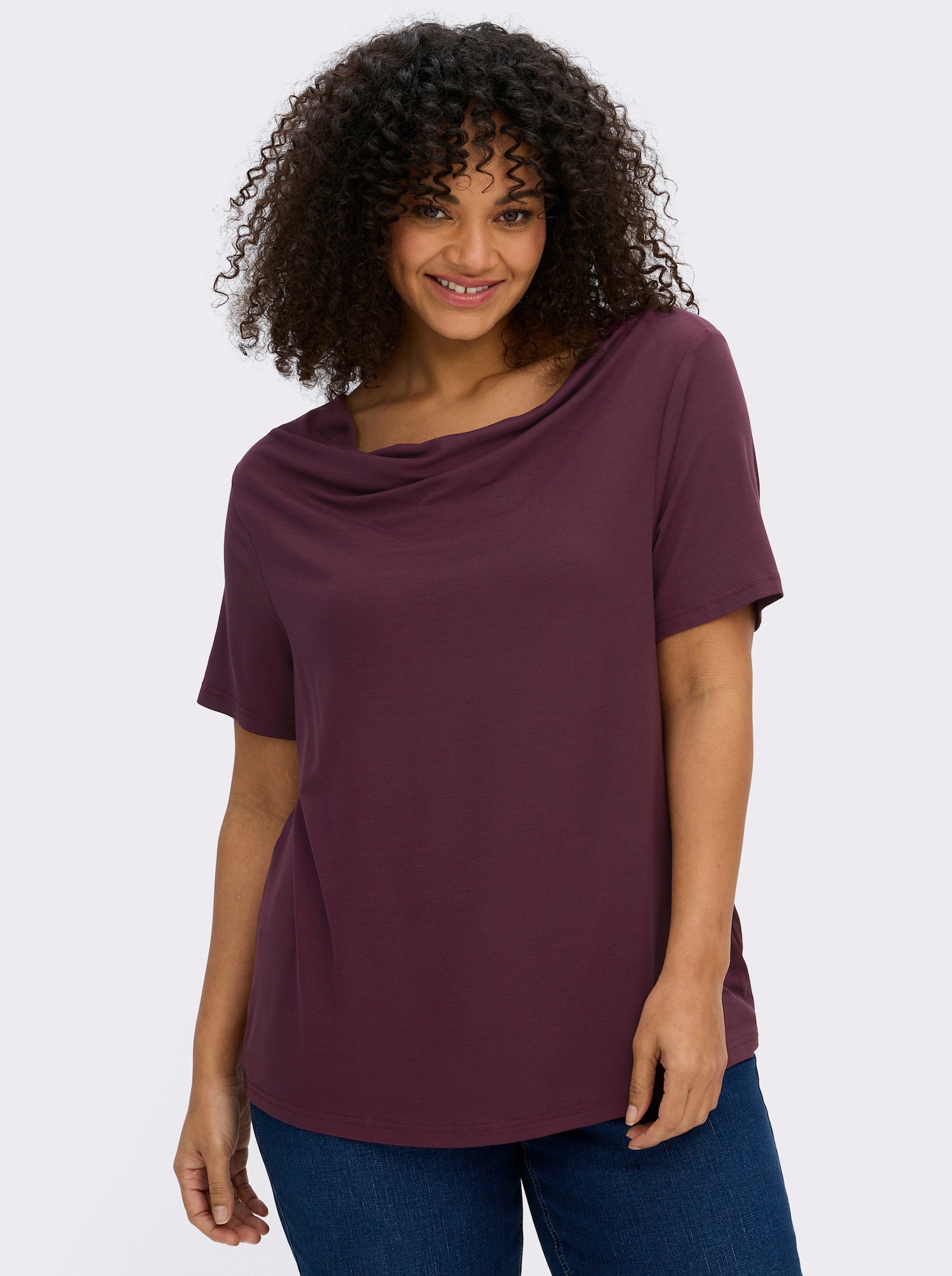 Wasserfallshirt mit kurzen Ärmeln - burgund