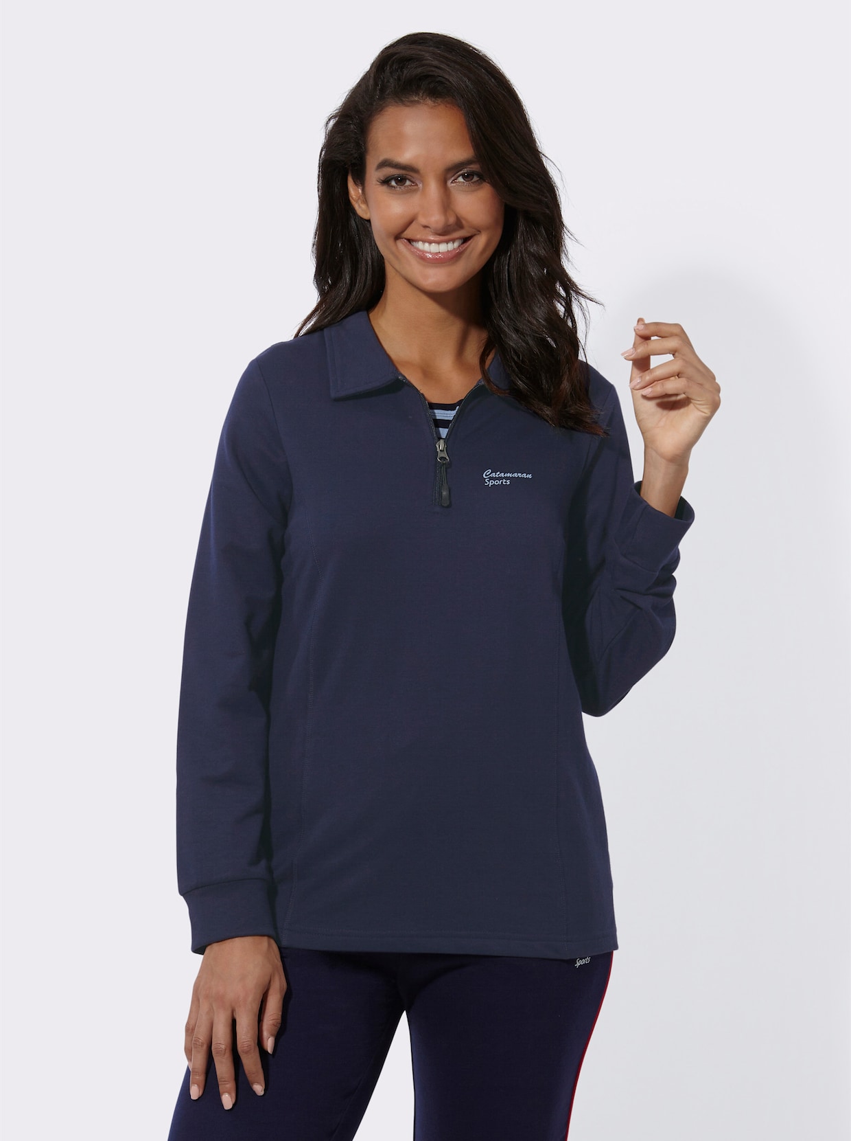 Catamaran Sports Sweatshirt - marine + marine/bleu gestreept