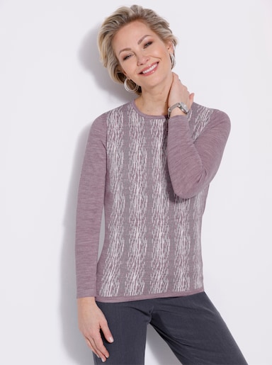 Pullover - mauve-steingrau-gemustert