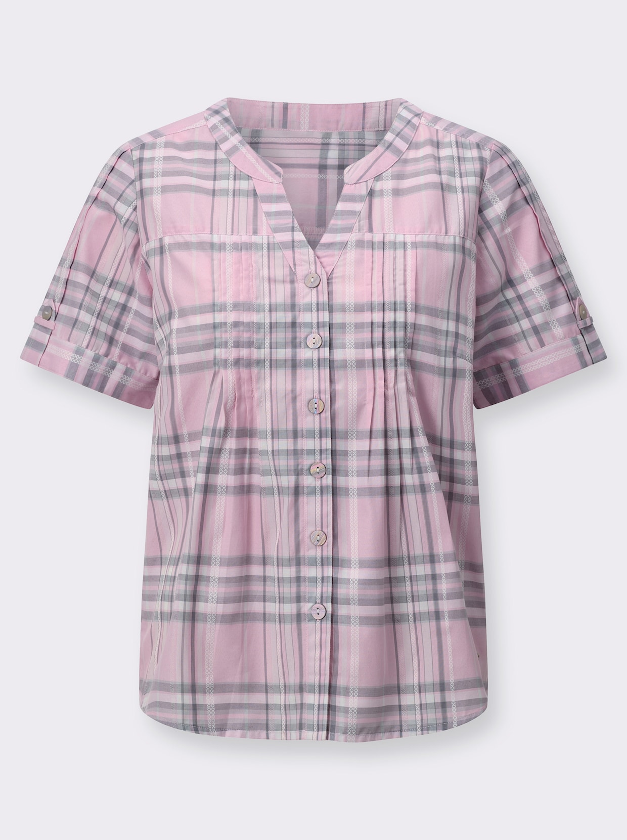 Geruite blouse - roze/steengrijs geruit