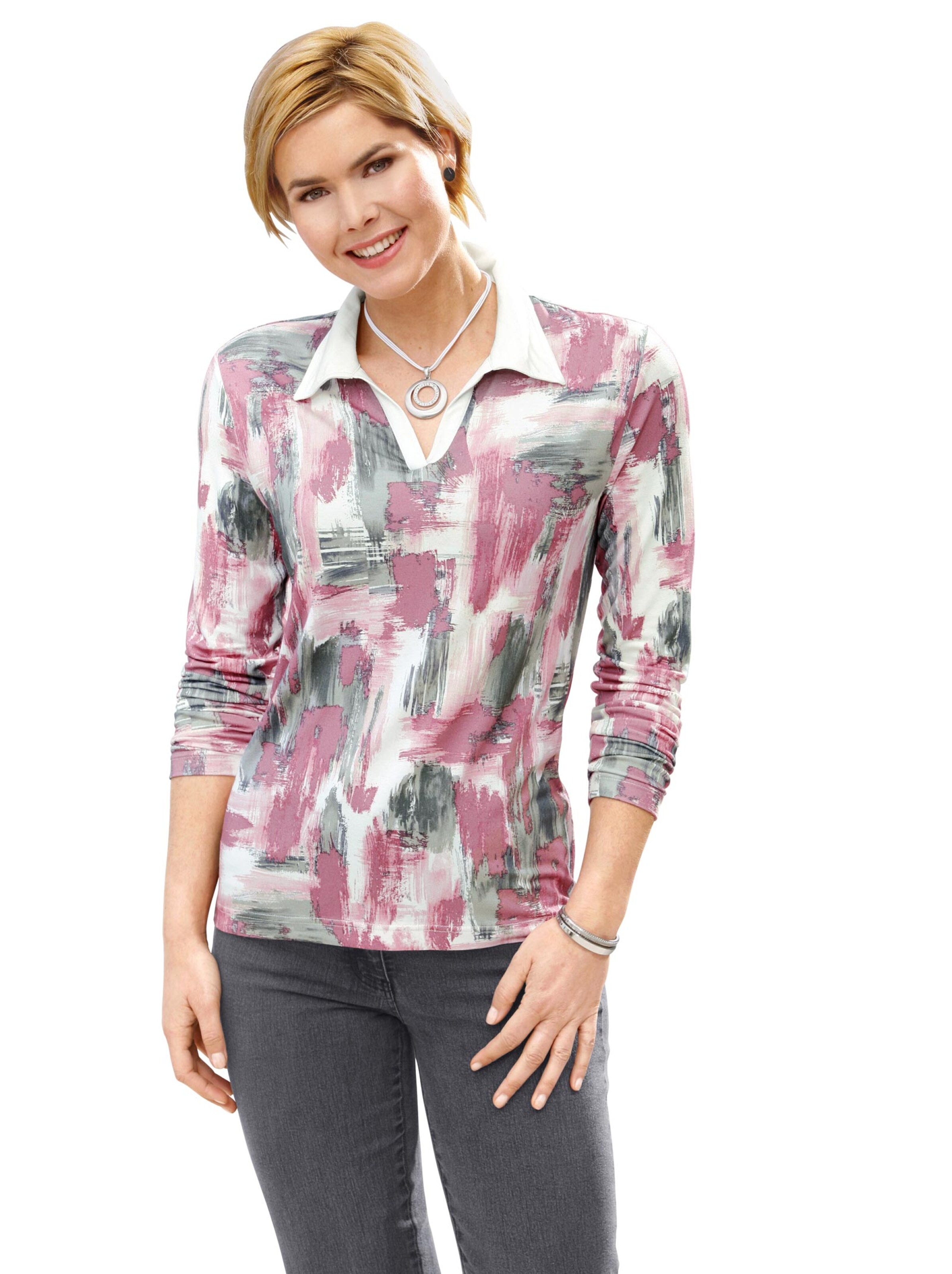 Shirt - lachs-grau-bedruckt