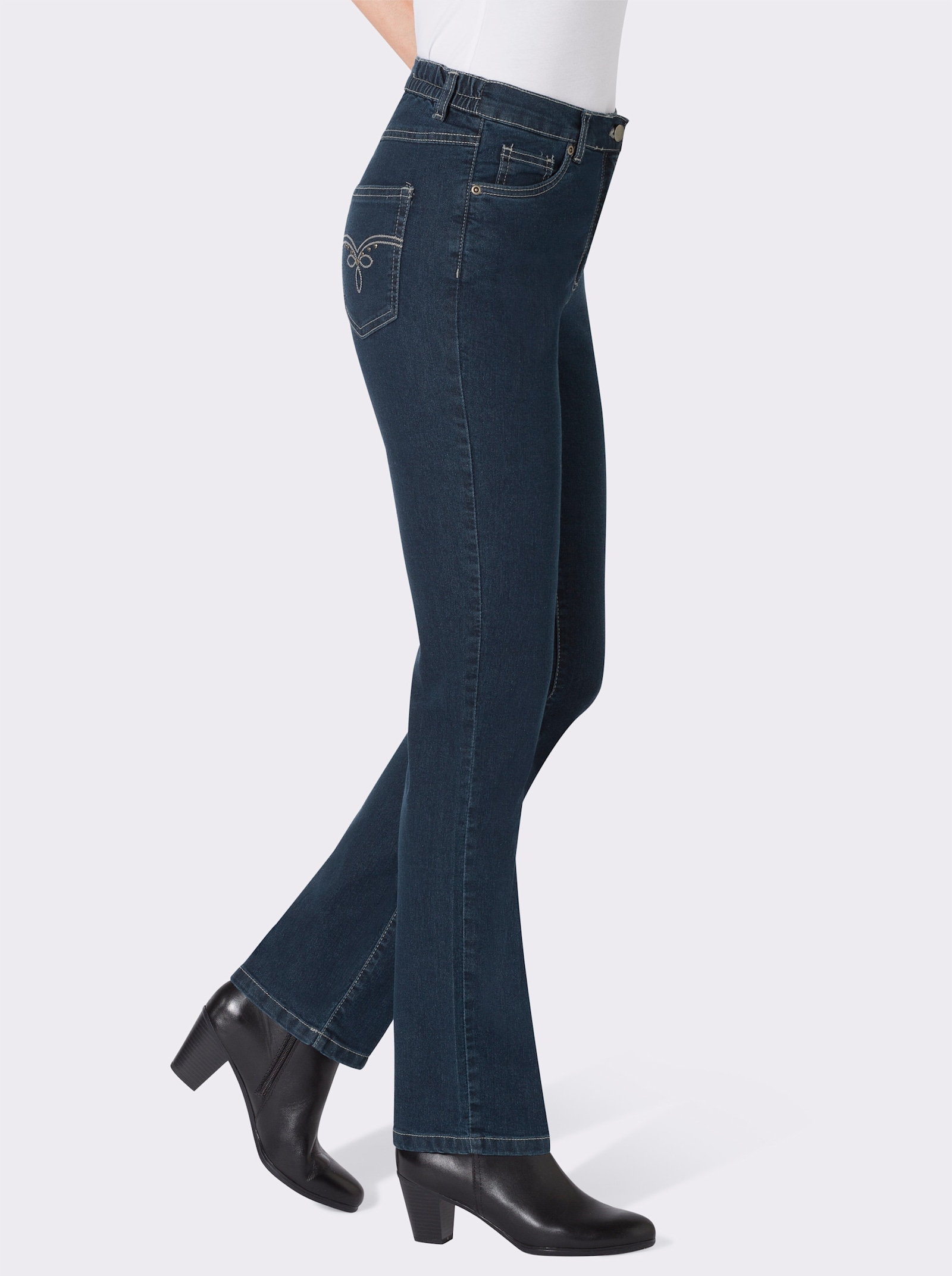 5-Pocket-Jeans mit Stickerei-Motiv - blue-stone-washed