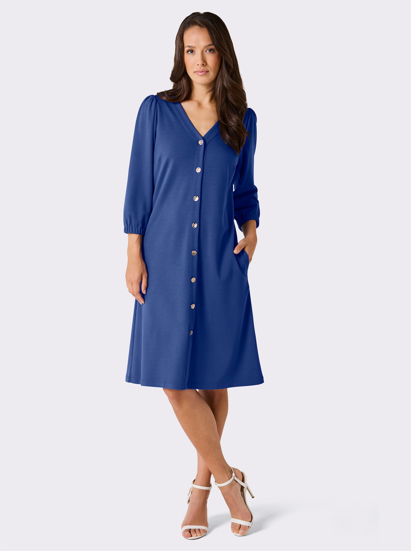 CREATION L PREMIUM A-Linien-Kleid mit edlem Seiden-Schimmer - royalblau