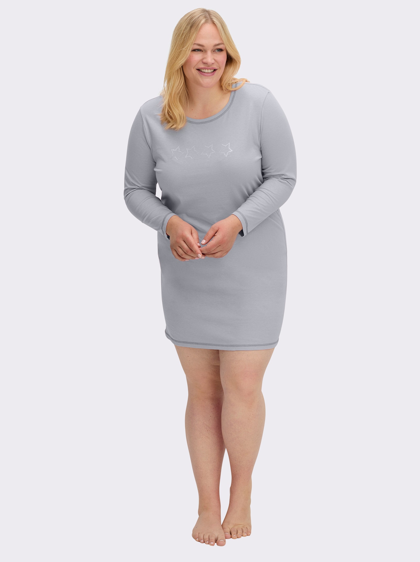 wäschepur Langarm Sleepshirts - grau + grau-gestreift