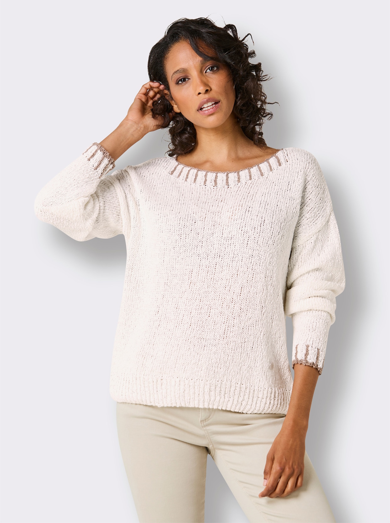 CREATION L PREMIUM Baumwollpullover - ecru