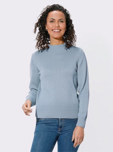 Stehkragenpullover mit Baumwolle - eisblau