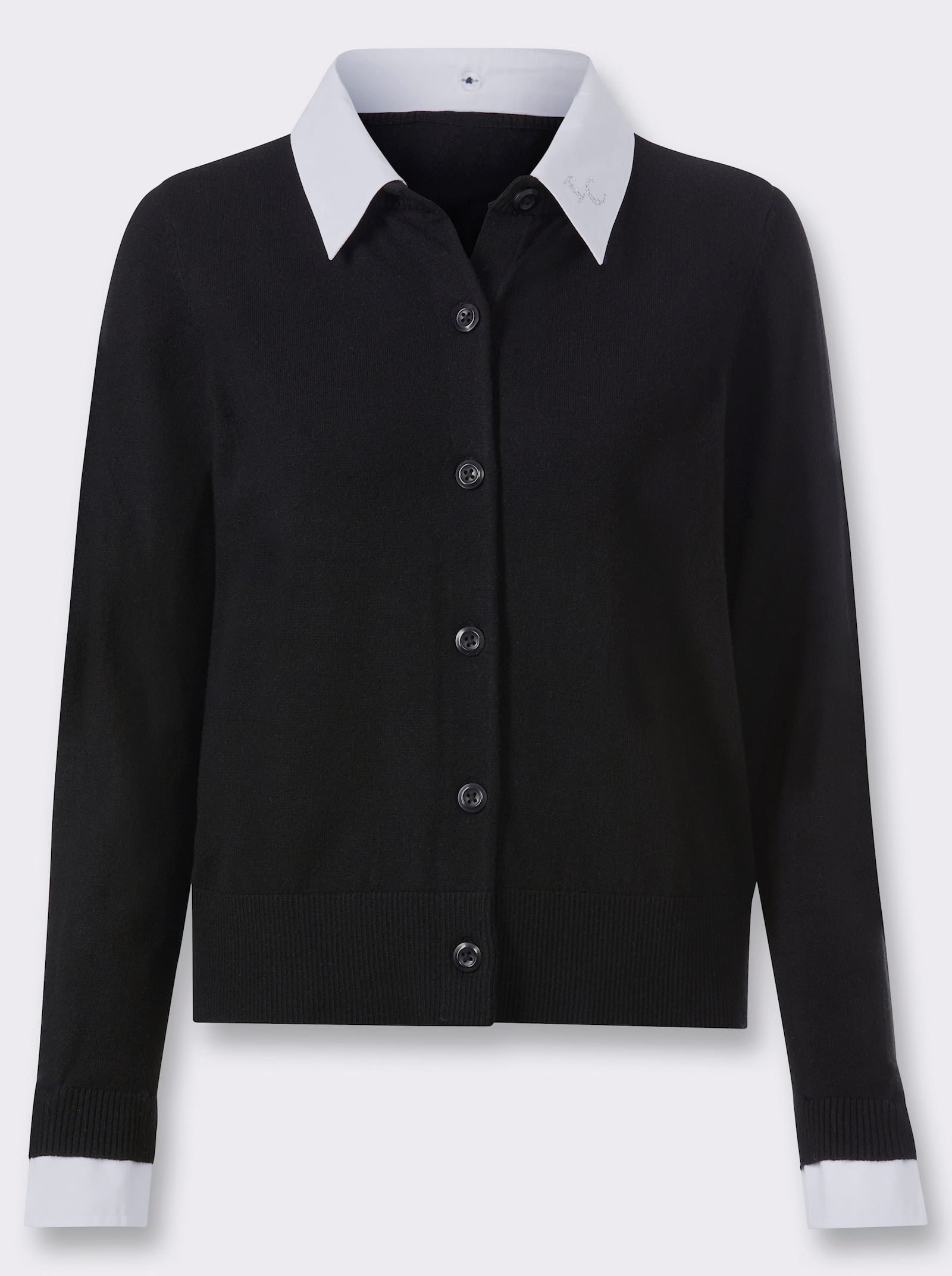 heine Feinstrickjacke in 2-in-1-Optik - schwarz