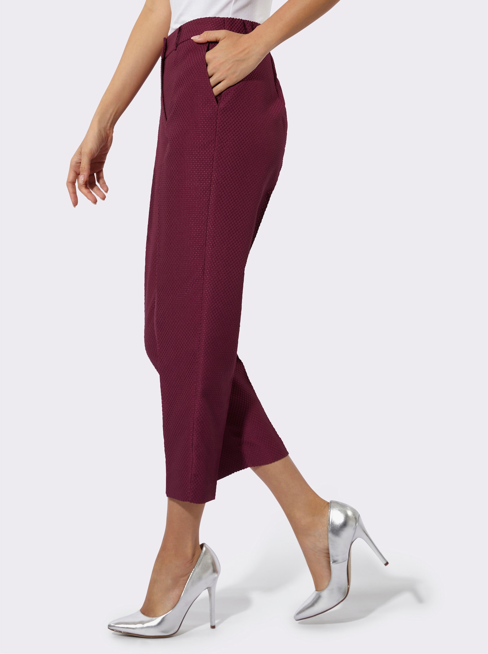 Anzughose in Jacquard-Struktur - bordeaux