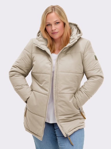 Outdoorjacke mit abnehmbarer Kapuze und Jersey-Bündchen - sand