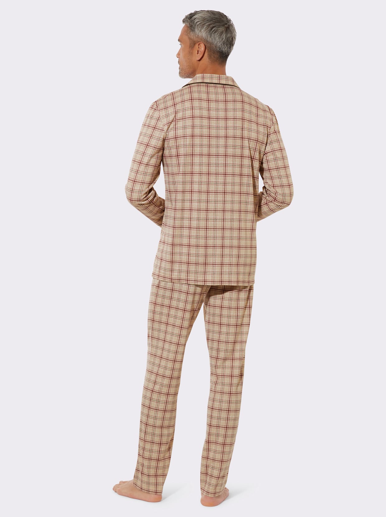 Pyjama - beige-kariert