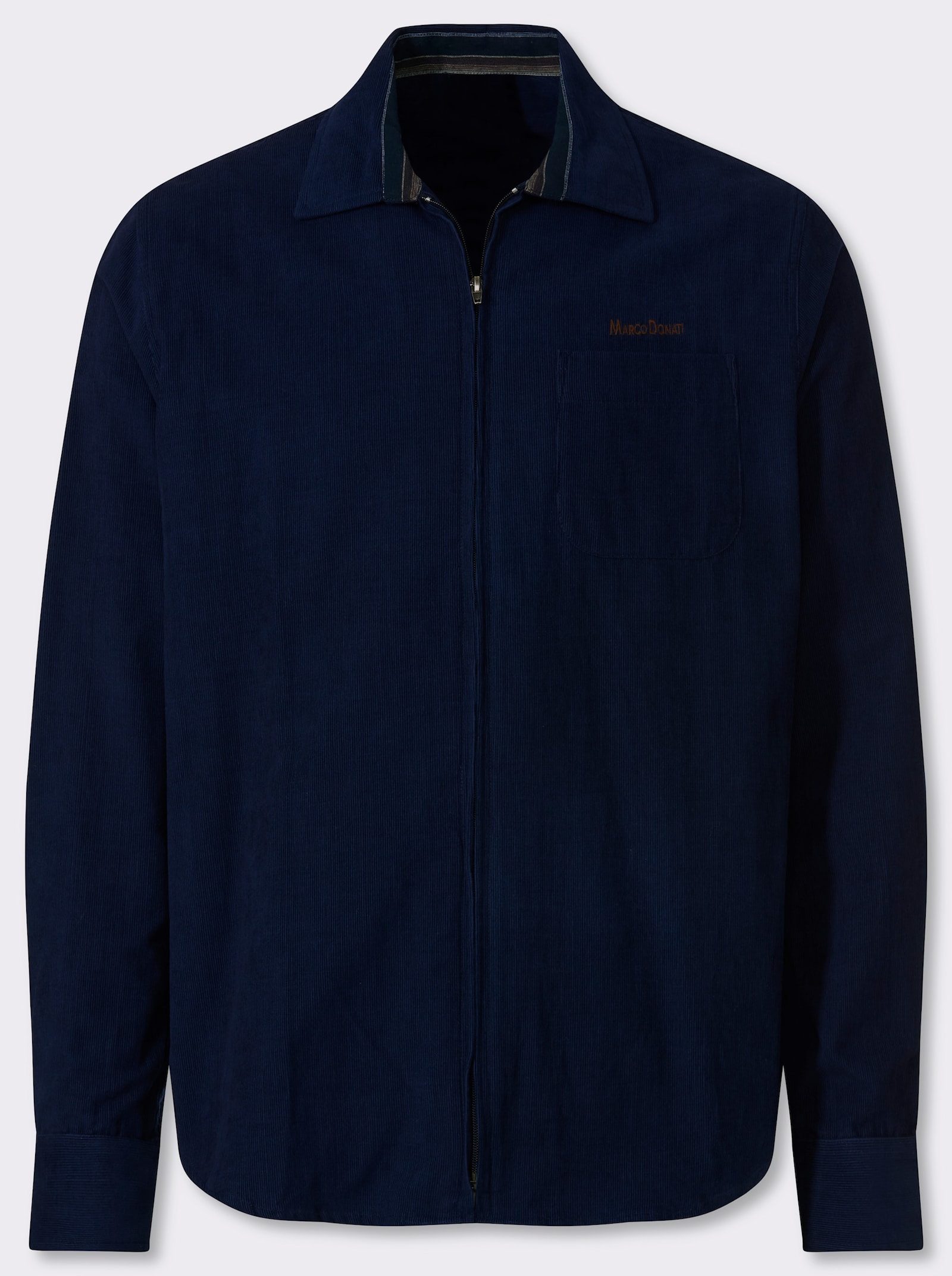 Marco Donati Langarmhemd in Microcord-Qualität - marine