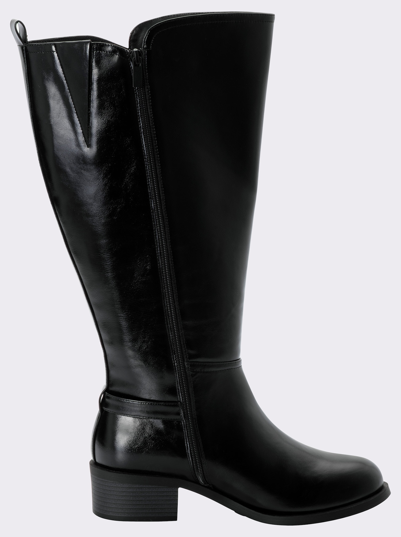 Weitschaftstiefel mit dezentem Glanz - schwarz